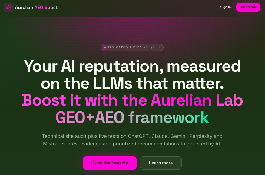 Aurelian AEO Boost — AEO + GEO Intelligence